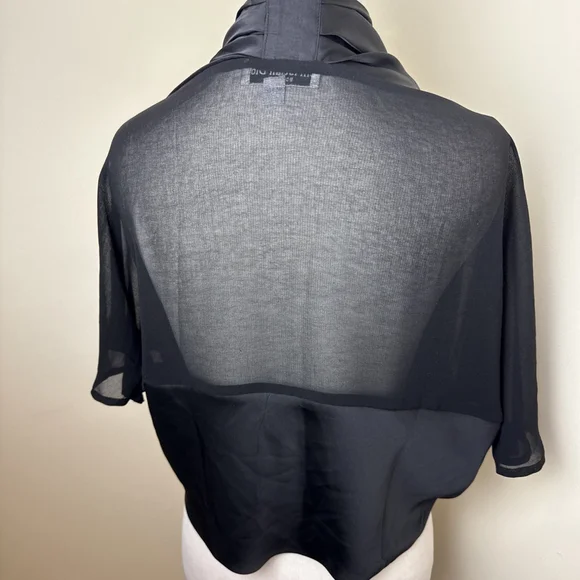 Christian Dior Black Silk Chiffon Bolero Shrug Vintage Large - Picture 4 of 7